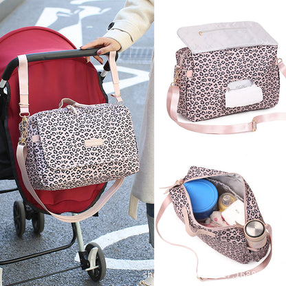 Borsa  Mamma Leopardata – Impermeabile, Grande Capienza con Tracolla e Attacchi Passeggino