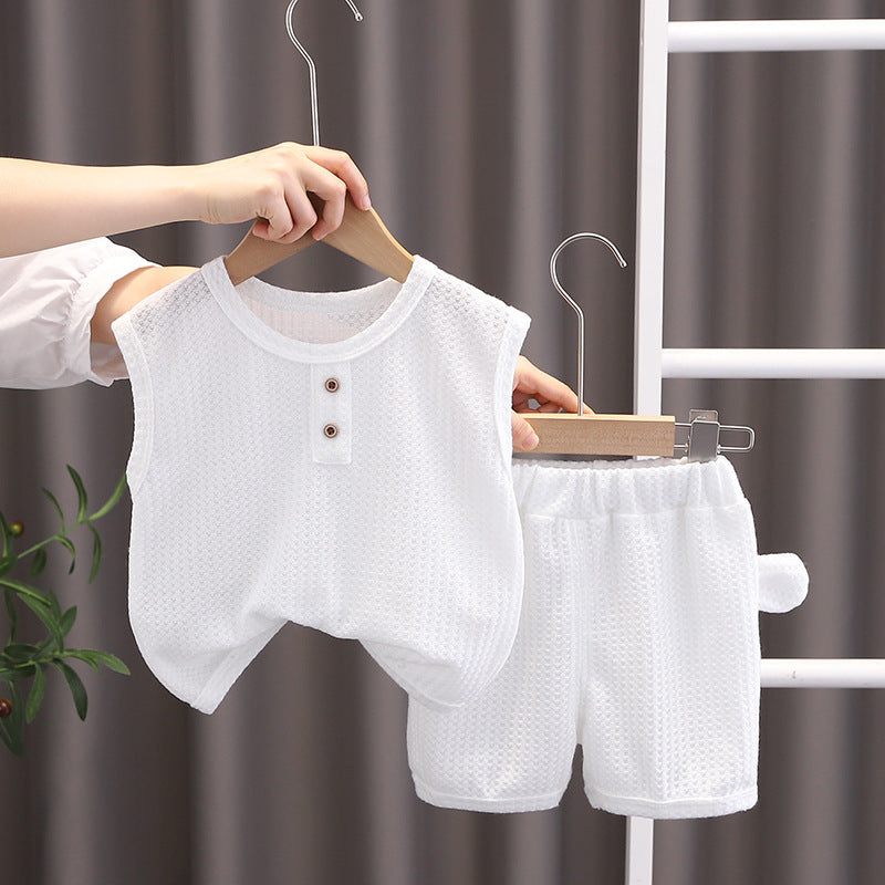 Completo Estivo Bambino "Soft Comfort" - Canotta e Shorts in Tessuto Waffle