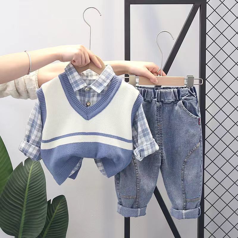 Completo Bambino Stile Casual Chic - Gilet, Camicia e Jeans