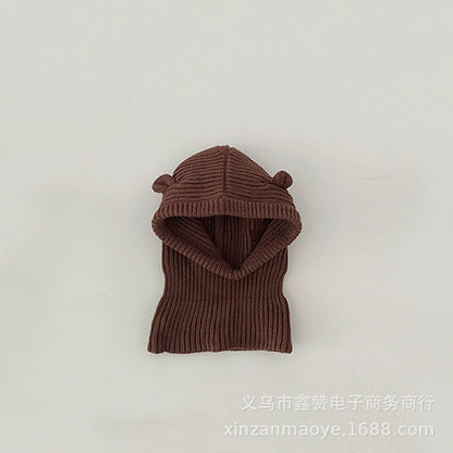 Cappuccio Bimbo in Maglia a Coste con Orecchie –