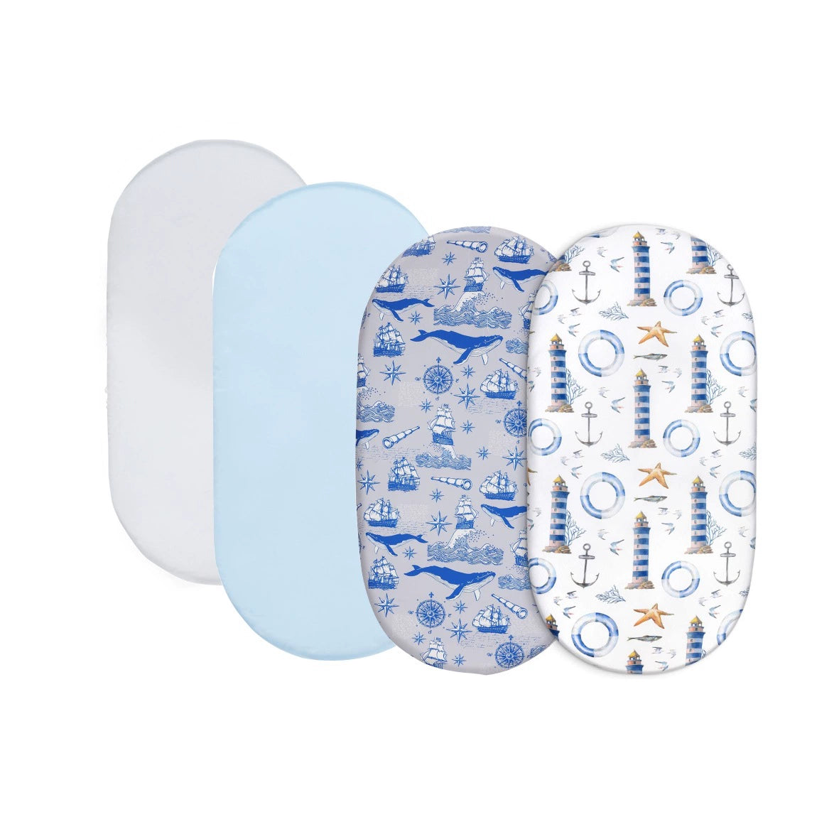 Set 4 Lenzuola Universali per BabyCulla Neonato Blu – 100% Cotone Morbido