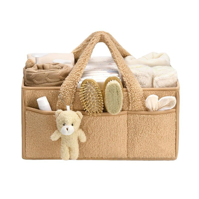 Organizer portaoggetti in tessuto sherpa con orsacchiotto – Vari colori