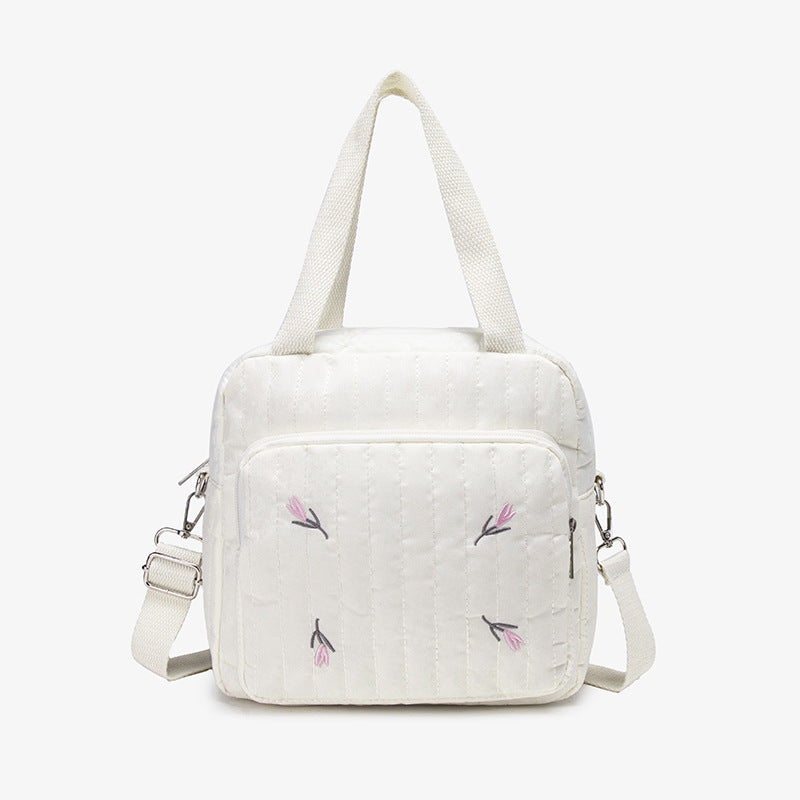 Borsa Multifunzione  Trapuntata con Ricamo Floreale