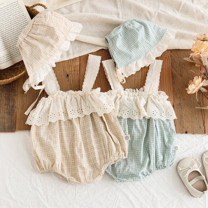 Completo bambina Estivo con Cappellino  Stile Romantico