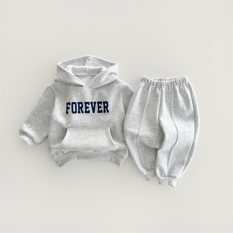 Tuta Bambino/Bambina  con Cappuccio e Scritta "FOREVER"