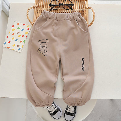 Pantaloni Jogger Bambino con Stampa Orsetto 95% cotone