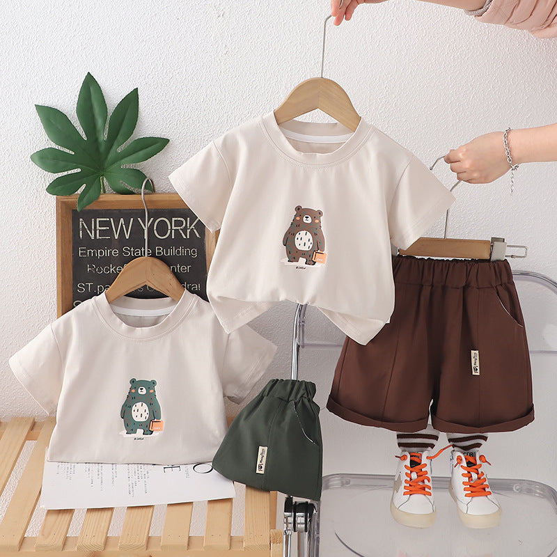 Completo Estivo Bimbo con Stampa Orsetto   T-shirt, Pantaloncini
