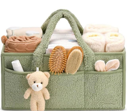 Organizer portaoggetti in tessuto sherpa con orsacchiotto – Vari colori