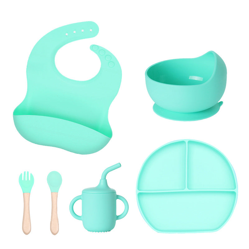 Set pappa in silicone 6 pezzi con piatto diviso – Antiscivolo, BPA Free
