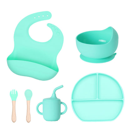 Set pappa in silicone 6 pezzi con piatto diviso – Antiscivolo, BPA Free