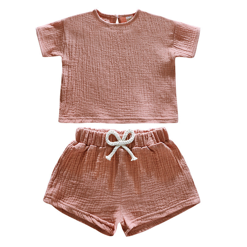 Completo Estivo Bambino in Mussola di Cotone   T-Shirt e Shorts