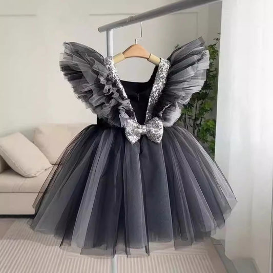 Abito da Principessa Nero con Tulle e Paillettes