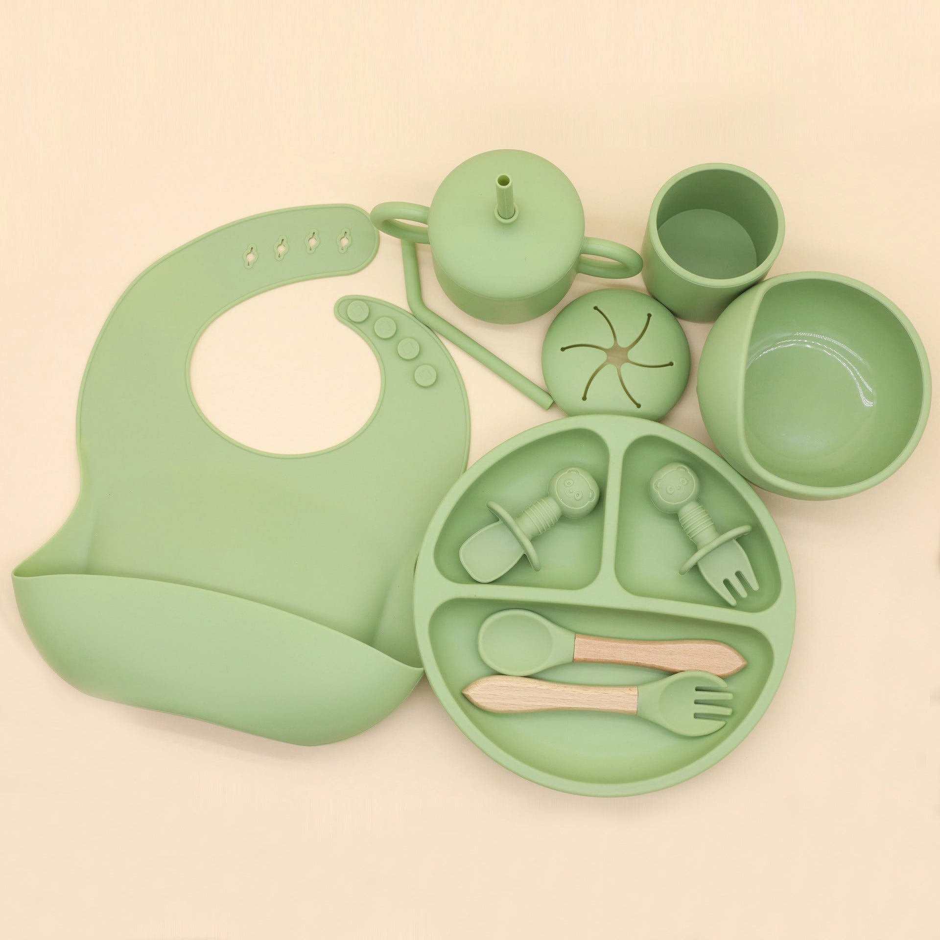 Set Pappa in Silicone per Bambini verde militare