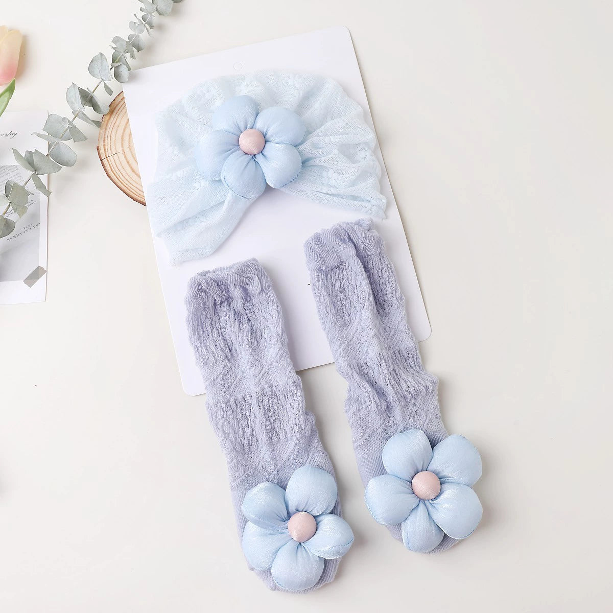 Set Fascia e Calzini Neonata con Fiore Gigante – Accessori Eleganti per Bambina