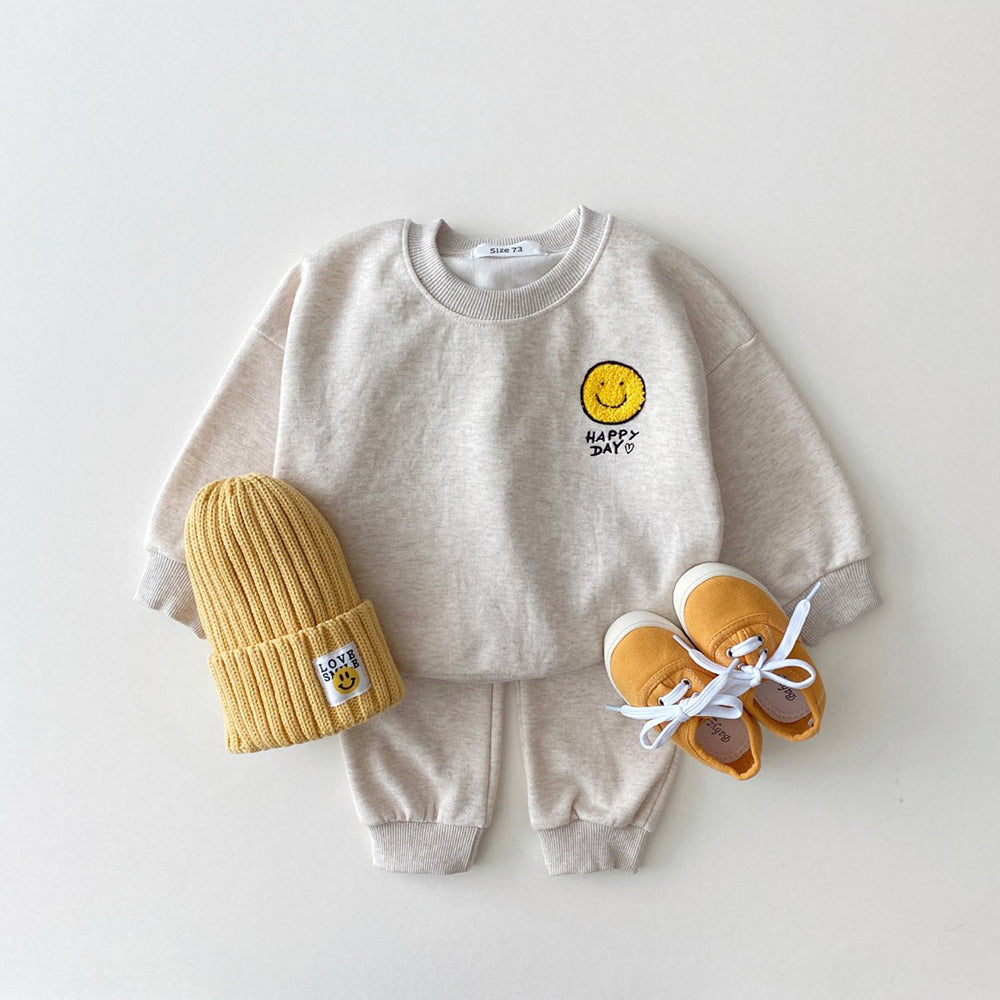 Tuta  Felpata Bambino “Happy Day”  2 Pezzi: Felpa + Pantaloni