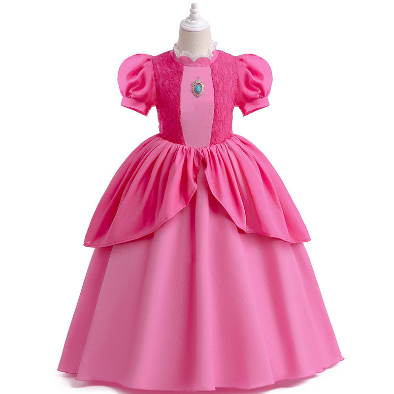 Costume Vestito da Principessa Peach completo di accessori