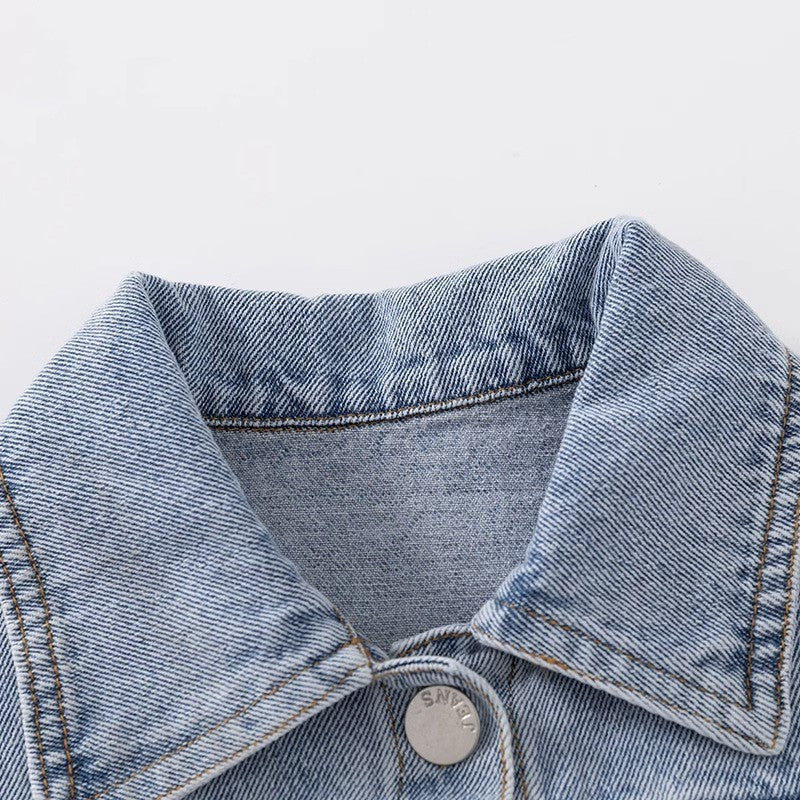 Giacca di Jeans Bambina con Applicazioni in Tulle – Stile Casual Chic