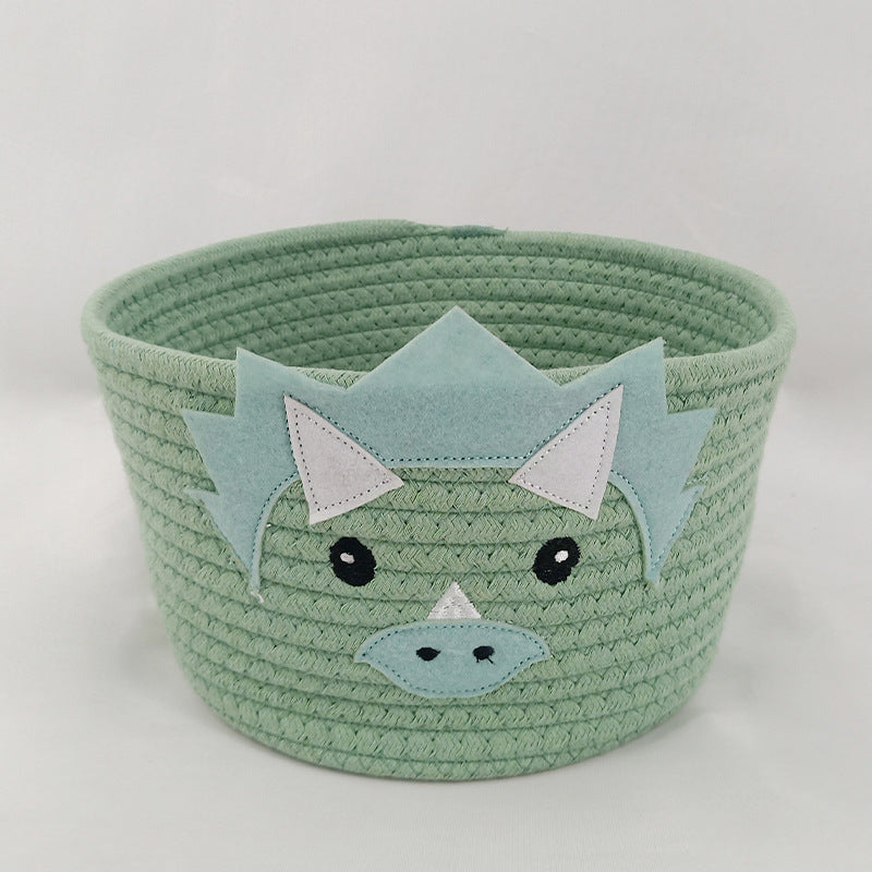 Cestino Portaoggetti in Corda Intrecciata – Design Dinosauro Verde o Azzurro