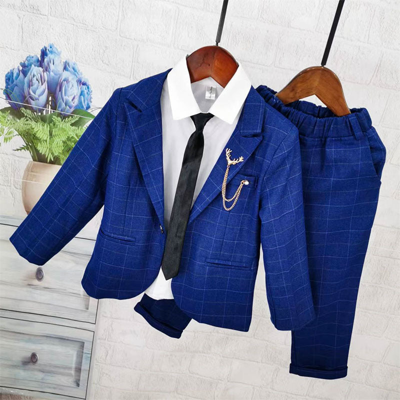 Completo Elegante Bambino 3 Pezzi Blu con Giacca e Cravatta – Look Cerimonia