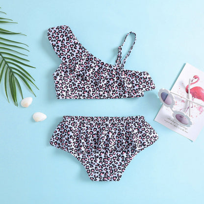 Costume da Bagno Bikini Leopardato Monospalla per Bambine