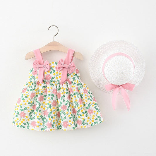 Abitino Estivo floreale per  Bimba con Cappello