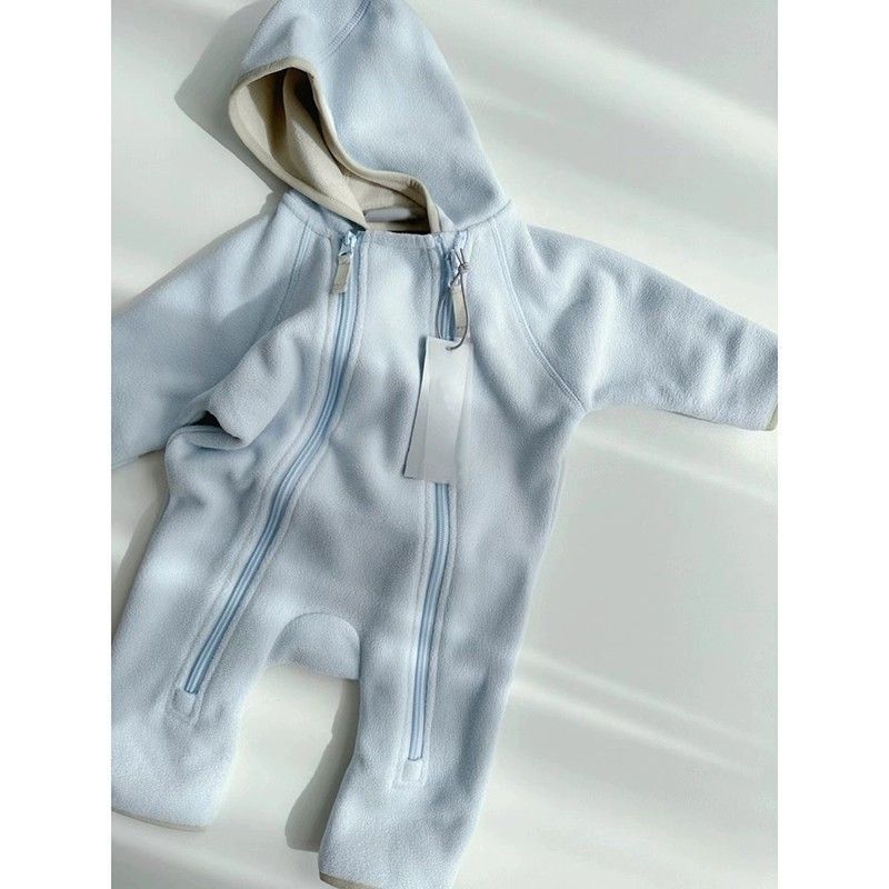 Tutina Invernale Neonato con Cappuccio – Azzurro Pastello