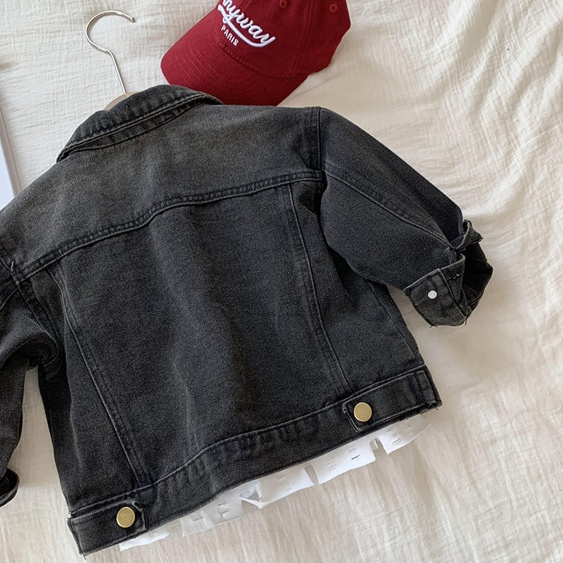 Giacca Jeans Bambino in Denim Nero