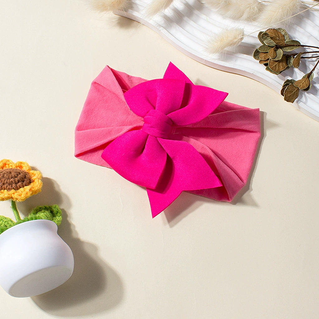 Fascia Neonata con Fiocco Grande in Tessuto Morbido 🎀 – Colori Pastello