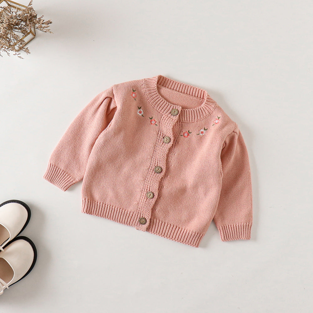 Completo bimba  in Maglia con Cardigan e Salopette - Rosa