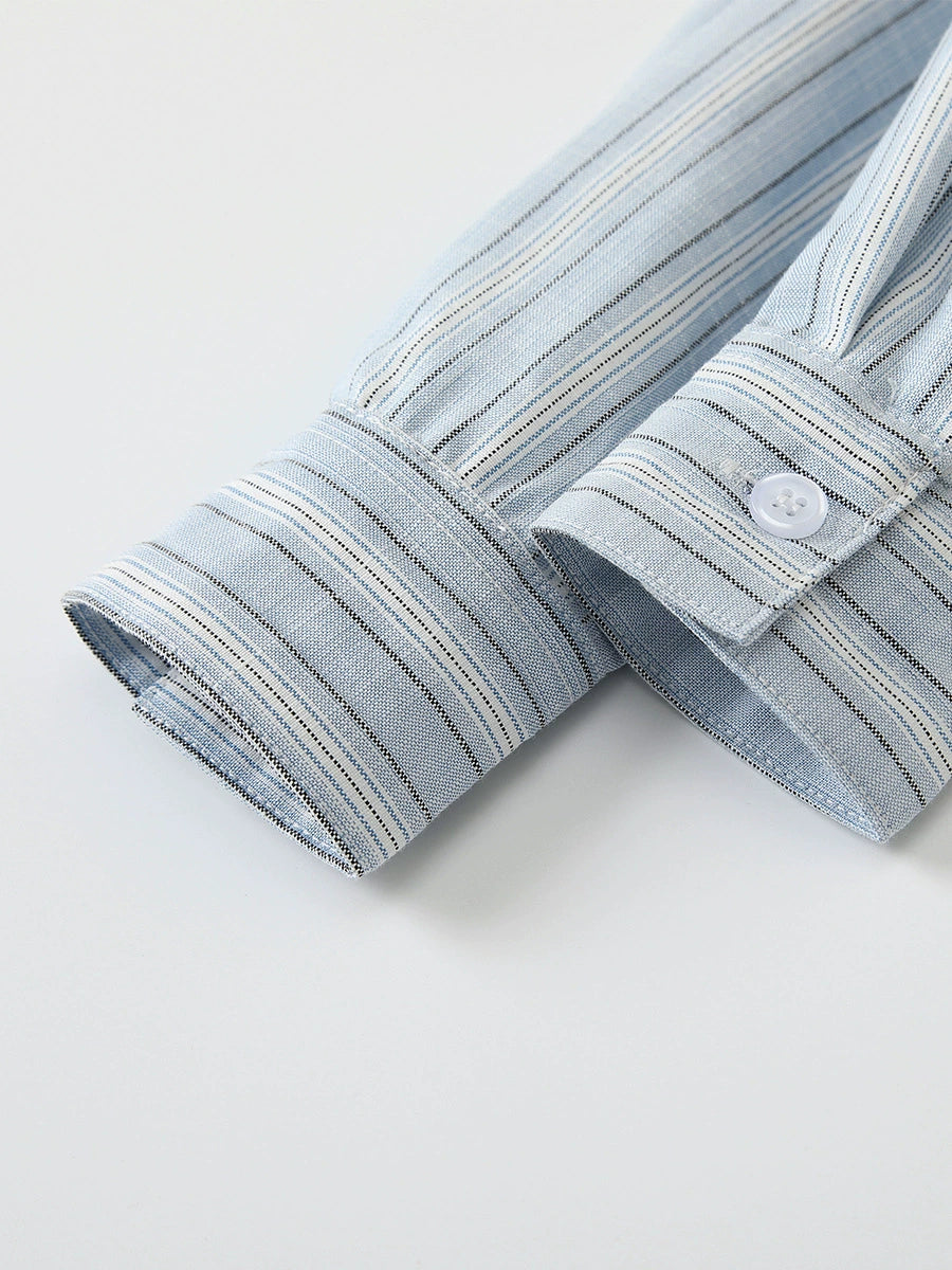 Completo Bambino Azzurro a Righe e Beige – Primavera