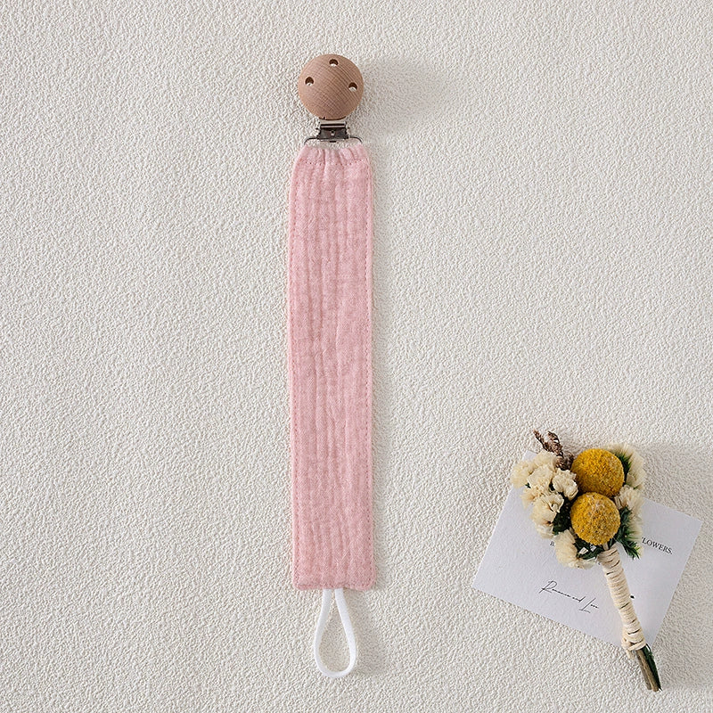 Catenella Portaciuccio in Tessuto con Clip in Legno – Stile Naturale