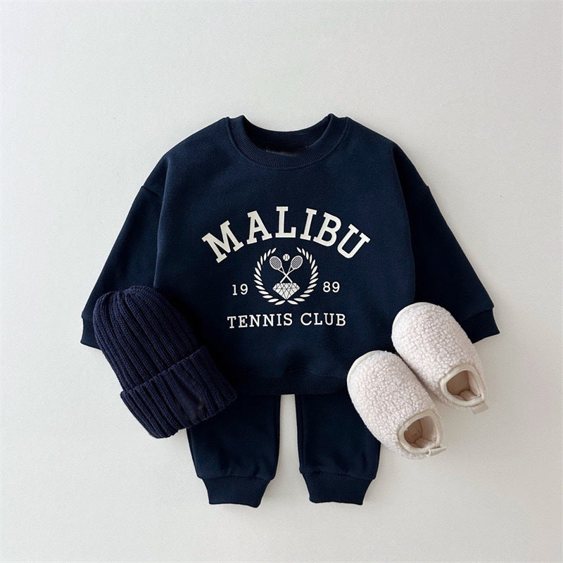 Set Felpa & Jogger in cotone "Malibu Tennis Club" – Stile Casual per Piccoli Campioni