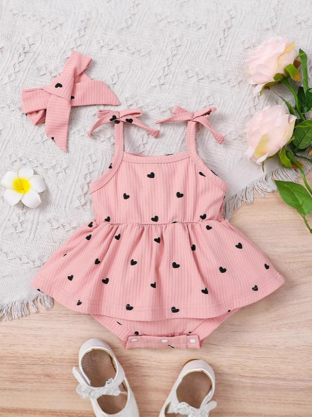 Pagliaccetto con Cuoricini & Fiocco Coordinato