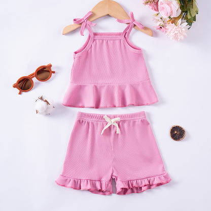 Completo Estivo Bimba con Volant e Fiocchetti