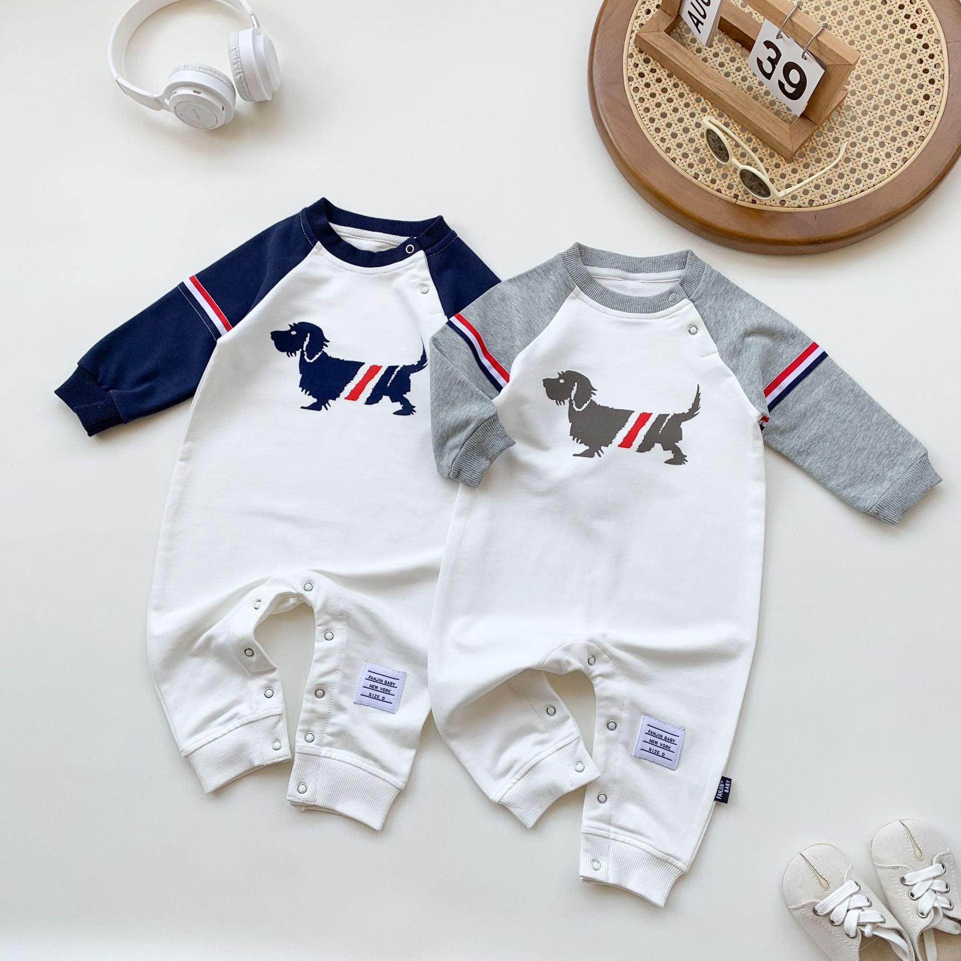 Tutina Neonato in Cotone   con Stampa Cagnolino