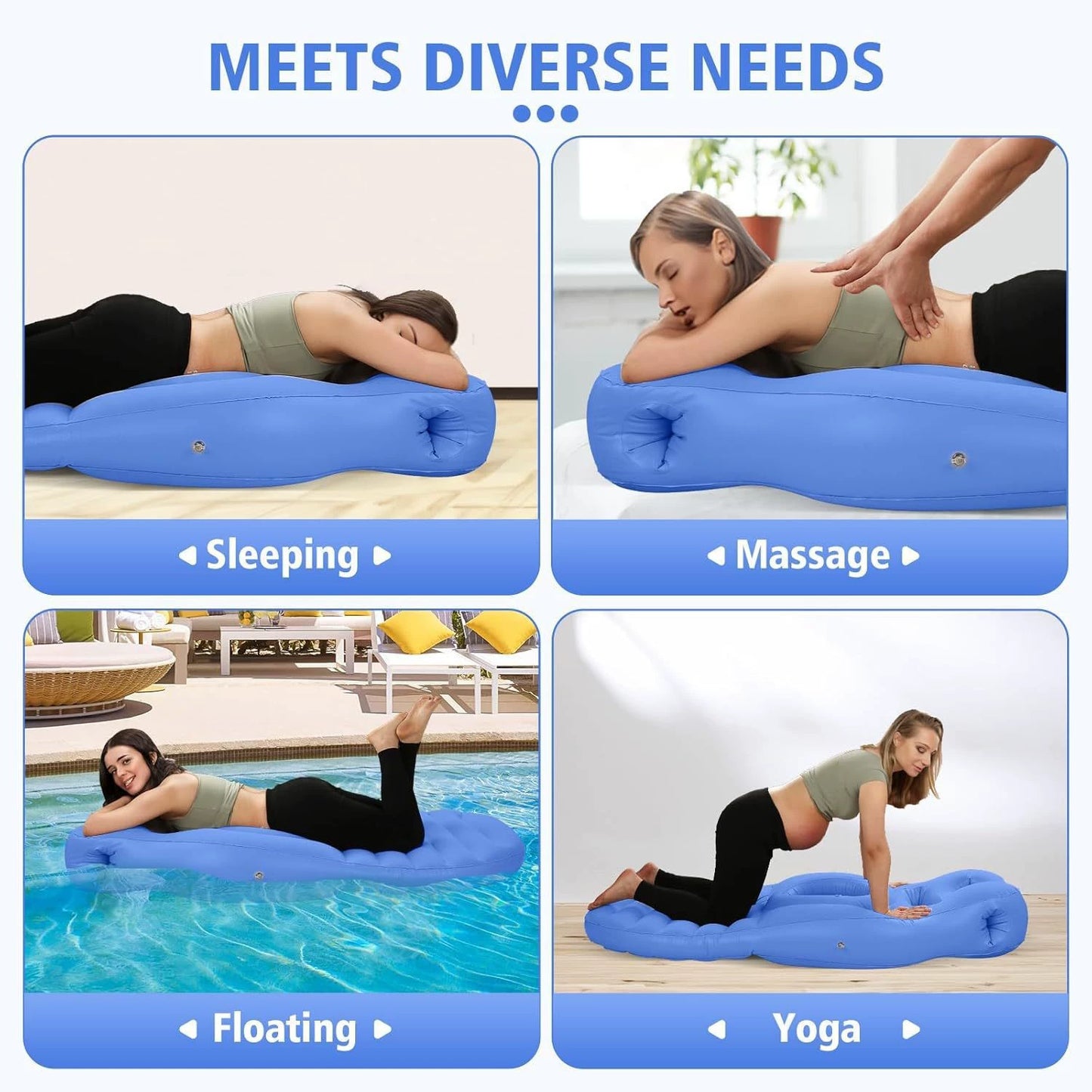 Cuscino per la gravidanza - Nuovo design- Maggiore comfort per torace e collo - Materasso gonfiabile per letto da gravidanza per mal di schiena