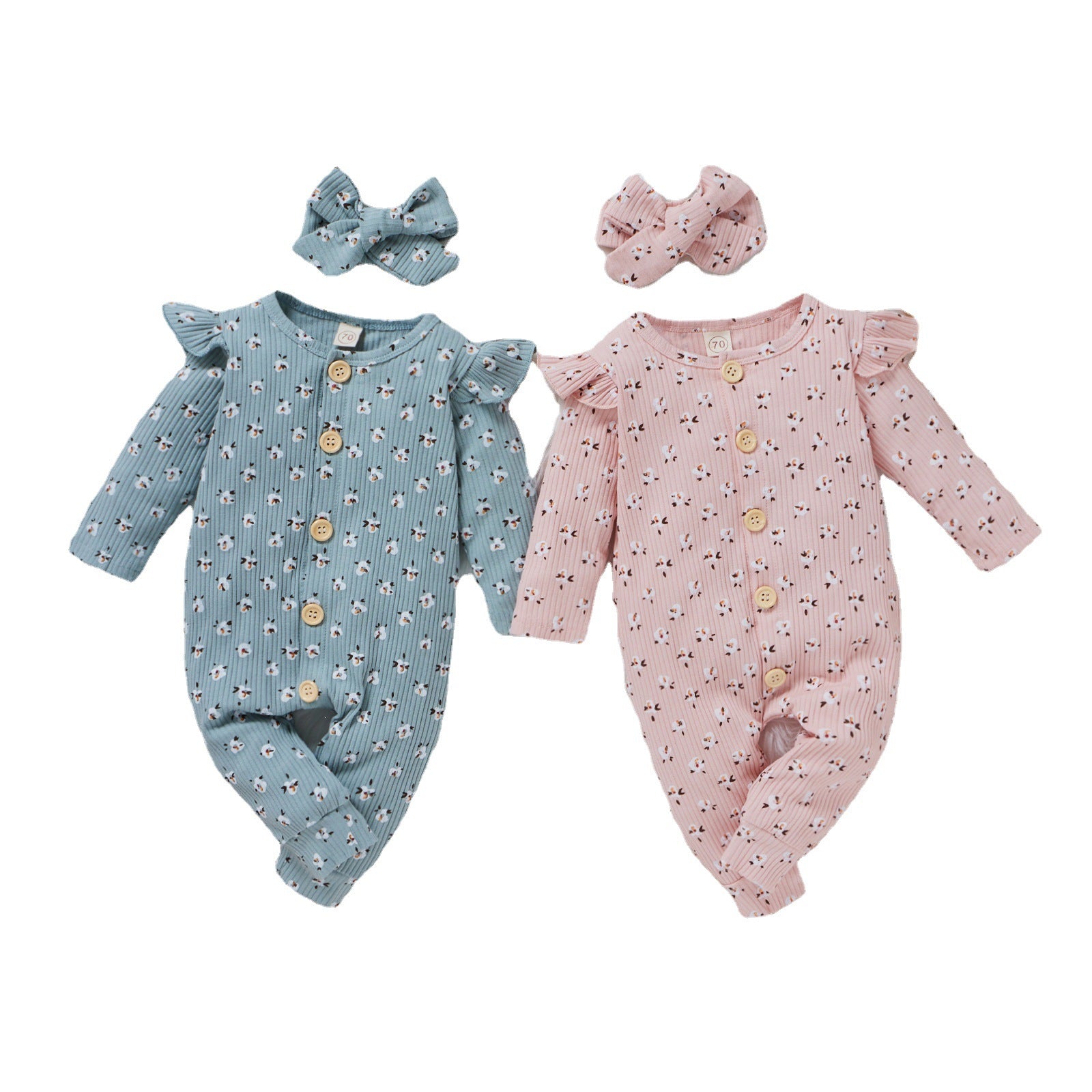 Tutina Neonata/ Bimba con Fascia Coordinata in cotone