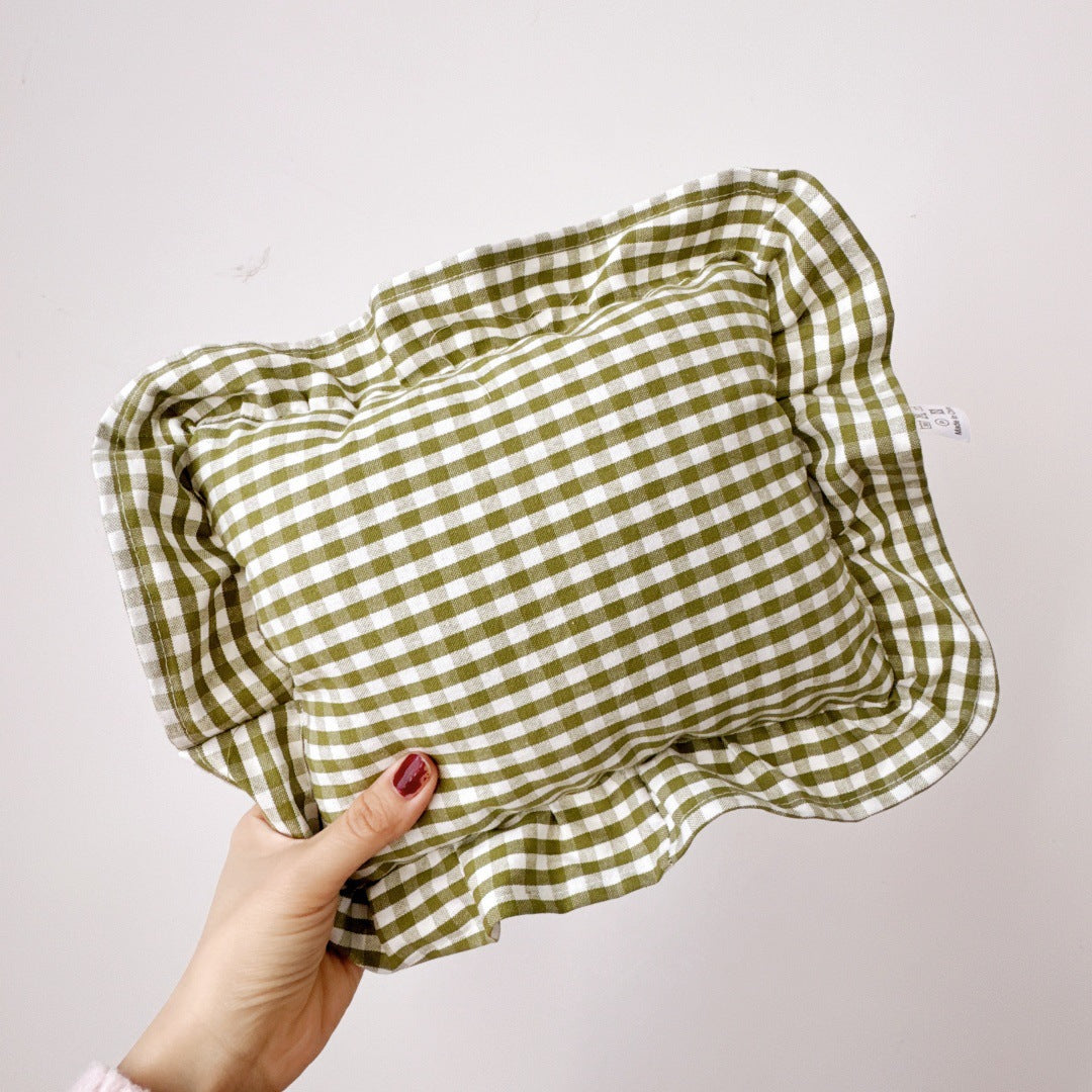 Cuscino Neonato con Volant – Personalizzabile con Nome, Stampa Vichy