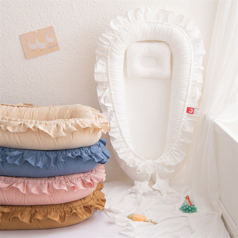 Nido Neonato con Cuscino Antitesta Piatta- Con Volant