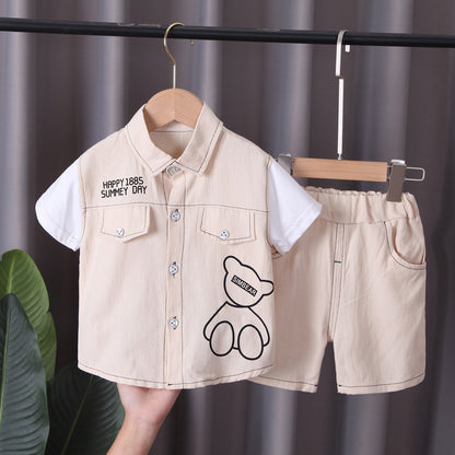 Completo Estivo Bambino - Camicia e Shorts con Dettagli Simpatici