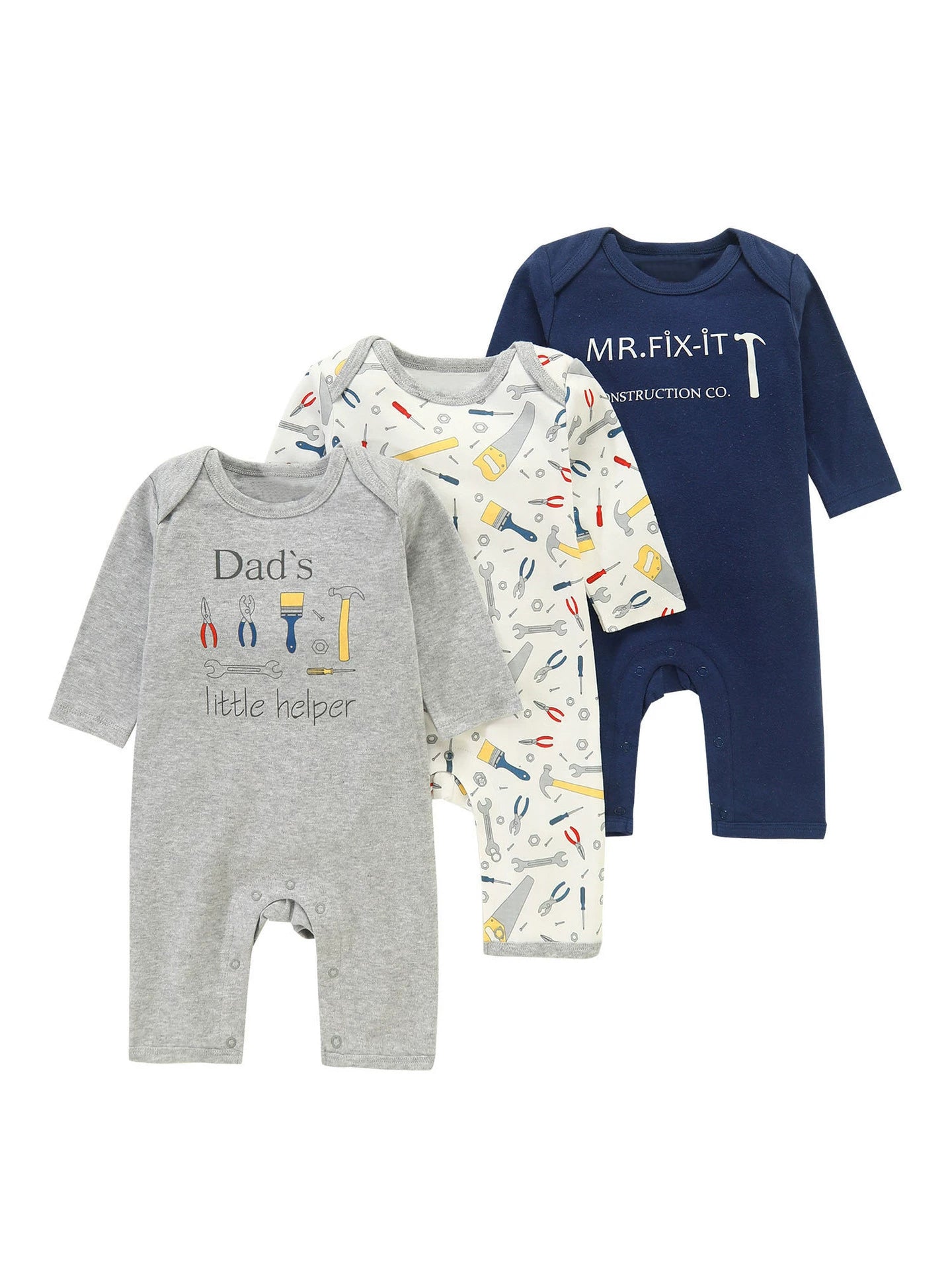 Set 3 Tutine in Cotone per Neonato/ Bimbo  Manica Lunga