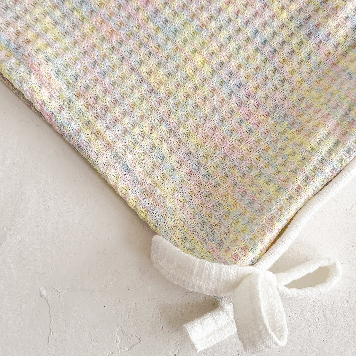 Coordinato estivo neonata in maglia waffle con fiocchi laterali