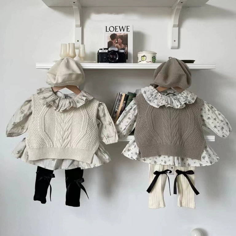 Leggings Bimba a Costine con Fiocchi in Raso