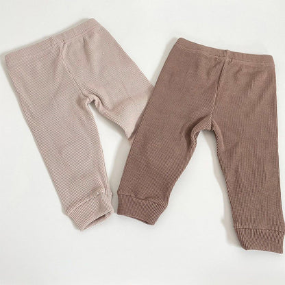 Pantalone bimbo/bimba in cotone a costine con patch orsetto – Set 2 colori