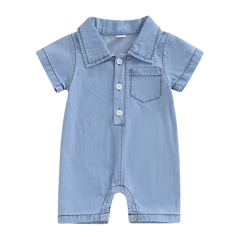 Tutina bimbo/bimba  in Stile Camicia - Colore Denim Chiaro