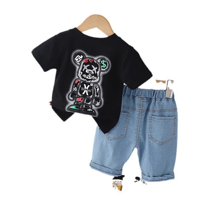 Completo Casual Bambino - T-Shirt e Shorts in Denim