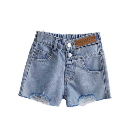 Shorts in Denim Bambina a Vita Alta