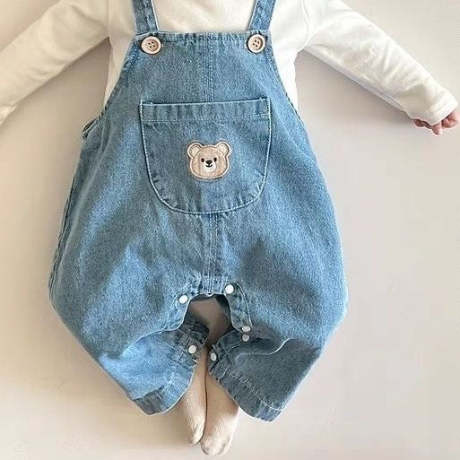 Completo Baby 2 Pezzi in Denim con Maglietta Bianca