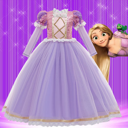 Vestito da Principessa Viola - Costume Elegante per Bambine Rapunzel