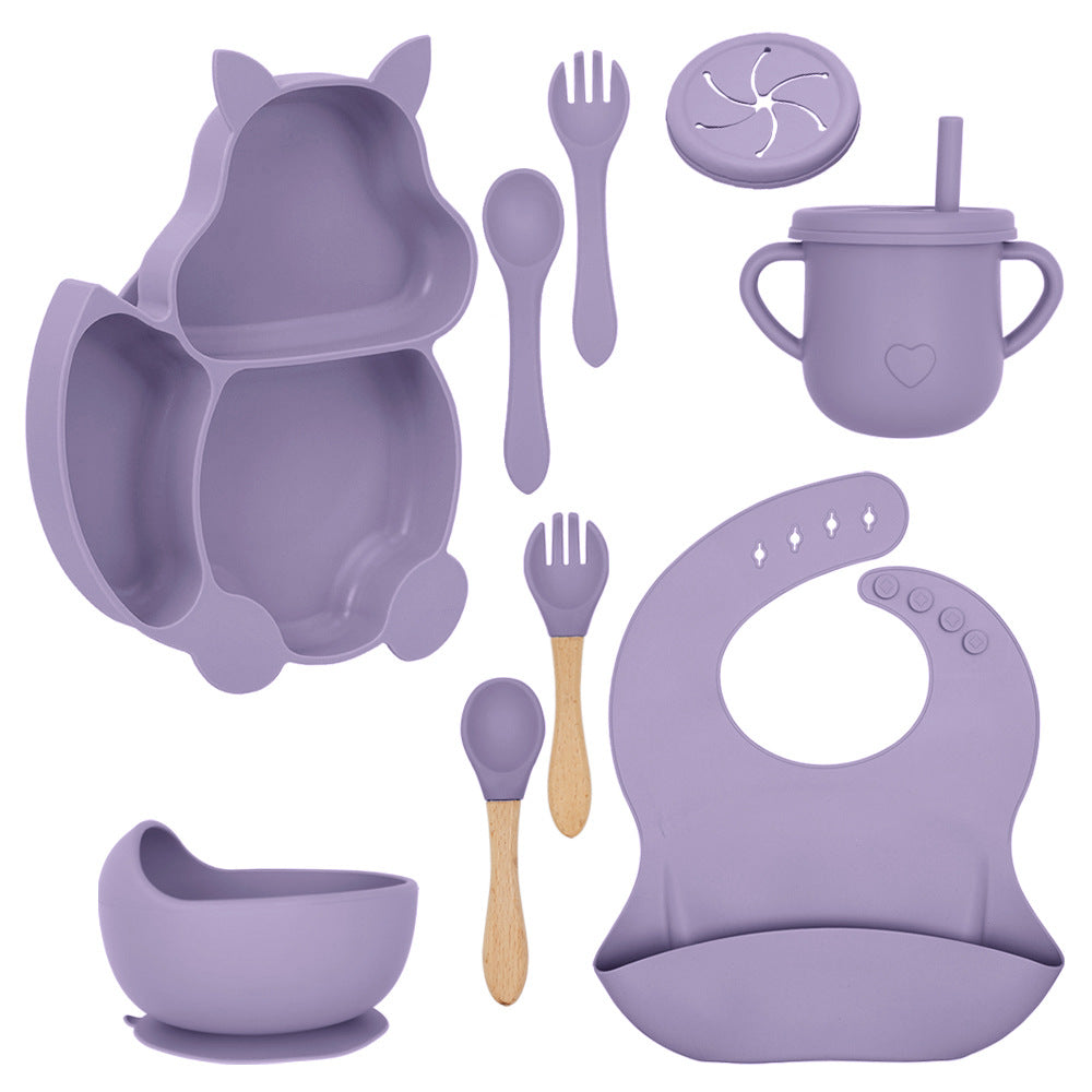 Set Pappa A forma di Scoiattolo in Silicone 9 Pezzi per Bambini – Antiscivolo